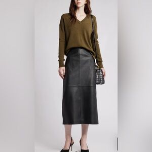 Nordstrom Black Leather Pencil Skirt